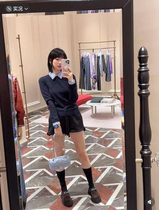 古驰海军蓝假两件羊毛针织衫 商品图2