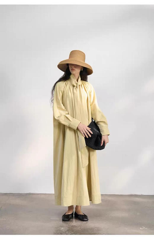 310-3 排他性独家圆正 设计感 helas蝴蝶结系带 风衣式连衣裙 商品图0