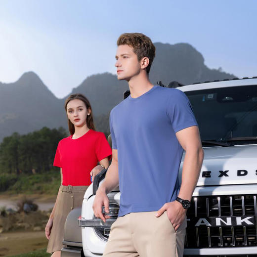 190g男女同款柔软舒适耐磨纯色圆领短袖上衣   XYD-9101 商品图3