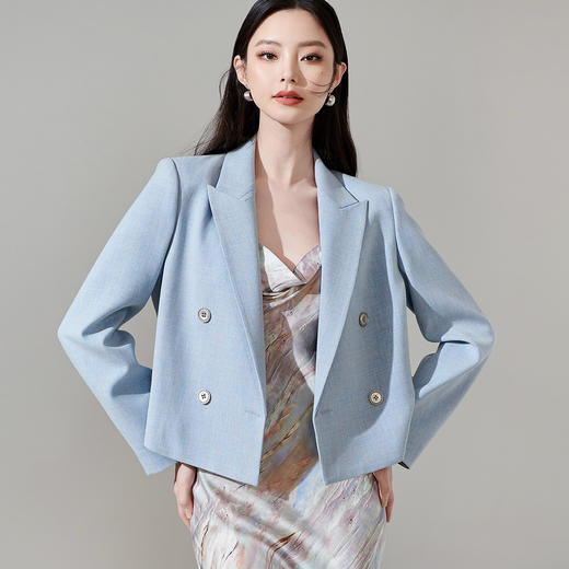 剩S/M/L/XL 芳外新款气质通勤西装外套纯色高级感短外套8I24AX0146 商品图0