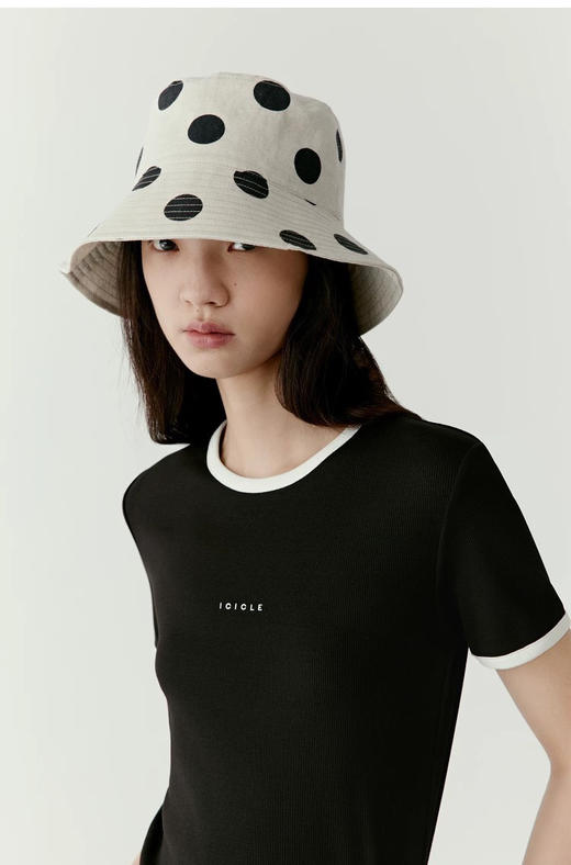 310-7 独家圆正 小禾 波点亚麻渔夫帽 商品图0