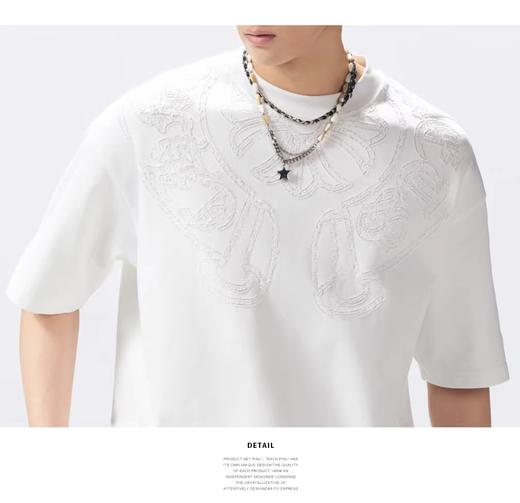 PINLI品立2026夏季新款男士宽松圆领激光烧花短袖T恤休闲上衣潮牌GD262111016 商品图5