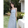 鹿向南「汀兰水色」法式气质吊带连衣裙女夏新款收腰显瘦蓝色长裙 商品缩略图0
