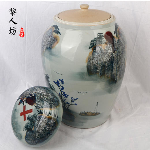 陶瓷骨灰坛子 十字架窑变山水景德镇瓷器彩色骨灰罐 商品图2