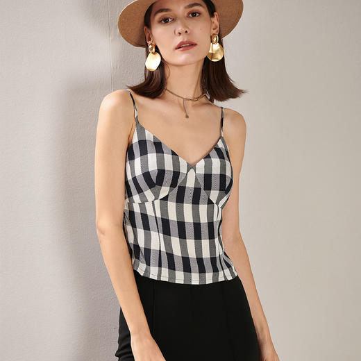 剩S 芳外新款醋酸打底背心小心机v领吊带式背心女8T21AD0183 商品图1