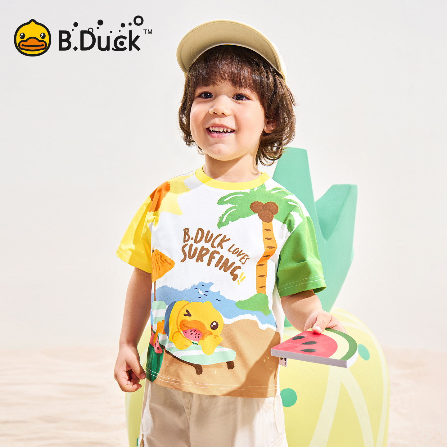 [冰感速干]bduck小黄鸭童装儿童t恤短袖男童半袖上衣宝宝夏装卡通90-150 BF2701019