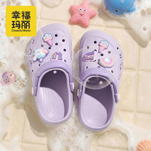 【秒杀】幸福玛丽 中大童户外洞洞鞋  轻柔EVA材质 久穿不累脚 可拆卸卡通图案 可翻转后跟带 一鞋两穿 商品图8