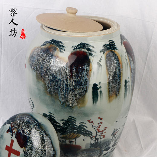 陶瓷骨灰坛子 十字架窑变山水景德镇瓷器彩色骨灰罐 商品图3