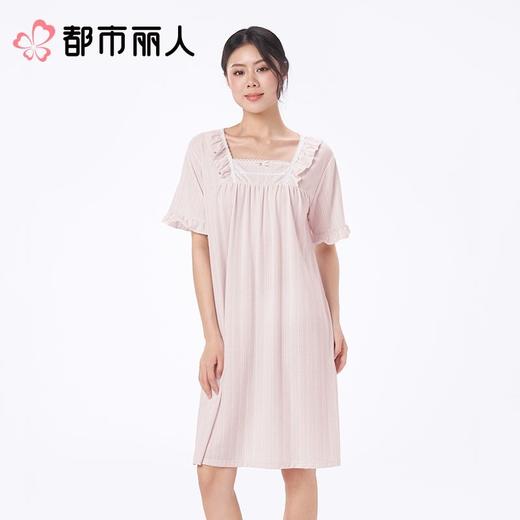 都市丽人睡衣女士睡衣薄家居服针织色织提花睡衣女士棉质短袖裙女装睡裙LHC6A1 商品图1