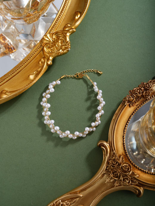 子佩集【流金纪年】珍珠惜王妃手链【XXSL021】法式编织镀金2602 商品图5