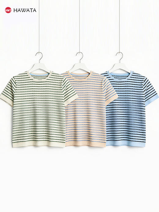 哈瓦塔小波浪宽松凉爽短袖H360116 商品图5