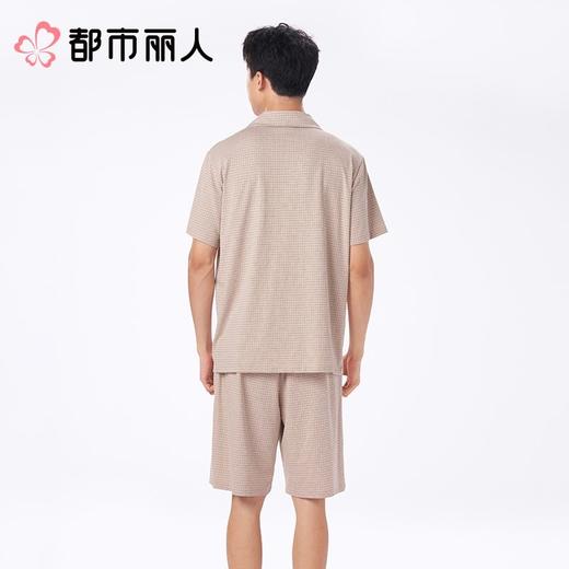 都市丽人睡衣男士睡衣薄家居服针织提花格睡衣男士棉质短袖套装男装短袖短裤FHC1A5 商品图2