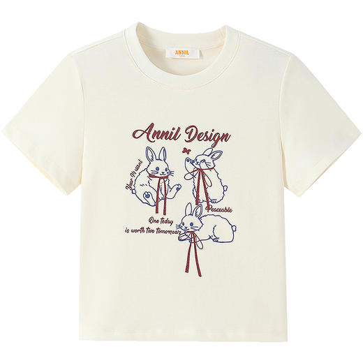 女童圆领短袖针织衫夏季新款安奈儿童装EG621764 商品图5