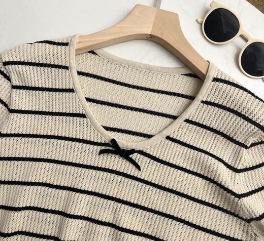 【简单大方 松弛优雅的条纹针织衫】简简单单却很有味道的一款夏日搭配 商品图7