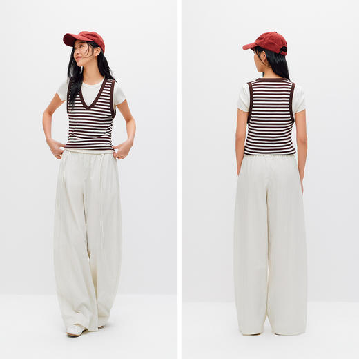 商场同款|森马休闲裤女夏纯色宽松弯刀裤2026新款松弛感简约长裤 商品图4