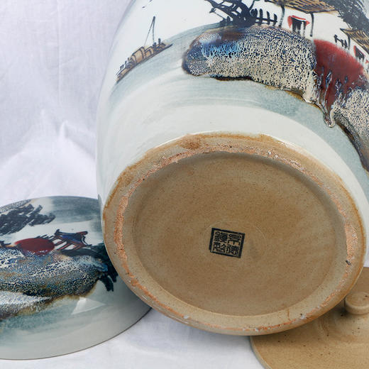 陶瓷骨灰坛子 窑变山水纯手工景德镇瓷器大号骨灰罐 商品图4