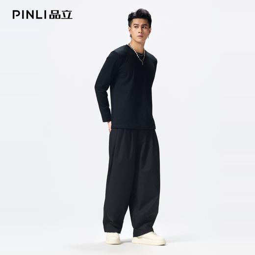 PINLI品立2026春季新款男士圆领百搭纯色打底上衣长袖T恤青年潮牌GD262111029 商品图1