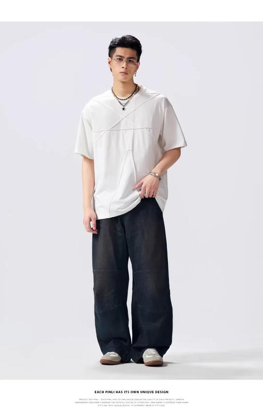 PINLI品立2026夏季新款男士宽松纯色圆领短袖T恤上衣GD262111013 商品图9