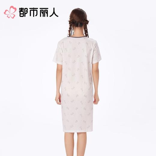 都市丽人睡衣女士睡衣薄家居服32支纯棉单面睡衣女士棉质短袖裙女装睡裙LHC6A3 商品图2