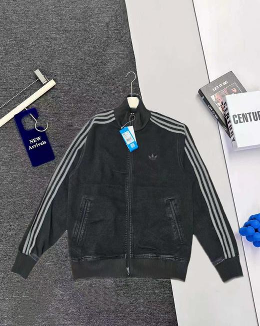 F031055复古立领拉链设计三道杠水洗牛仔夹克外套 商品图2