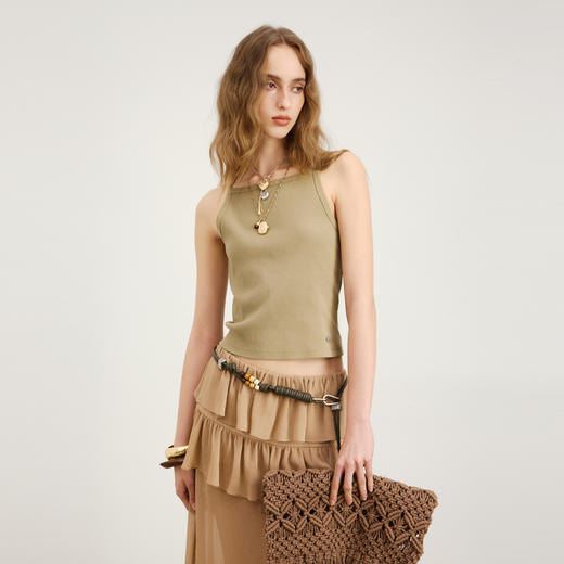 lost in echo2026春夏新款时髦复古背部拉链工装短款修身吊带背心 商品图4