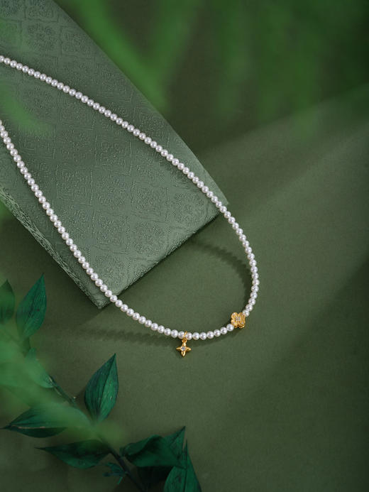 子佩集【幸运同频】银S925珍珠惜王妃项链【QJXL003】四芒星四叶草镀金2602 商品图3