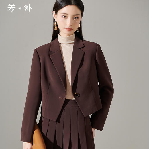 剩S/M/L/XL 芳外新款高端精致小西装减龄淑女风通勤短外套女8T23CX1141 商品图0