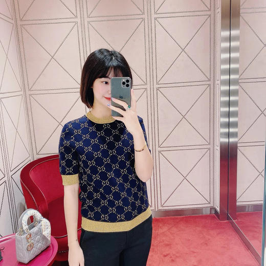 古驰双C满印金银丝针织衫 商品图3