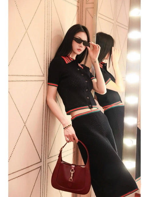 古驰新款棉质蕾丝翻领短袖 商品图5