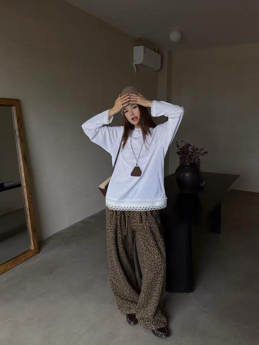 被问爆的叠穿神器｜白色蕾丝内搭宽松长袖打底T恤 商品图5