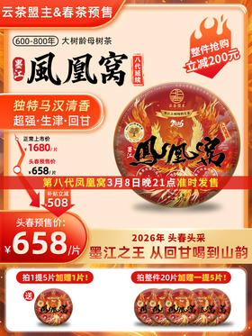 【2026春茶预售】云茶盟主第八代-墨江凤凰窝！独特马汉清香！超强生津回甘！600-800年母树纯料！357g/片！买5送1 20送5！