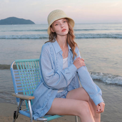 三彩2026新款镂空钩花针织渔夫帽遮阳透气桶帽盆帽沙滩海边出游女 商品图1