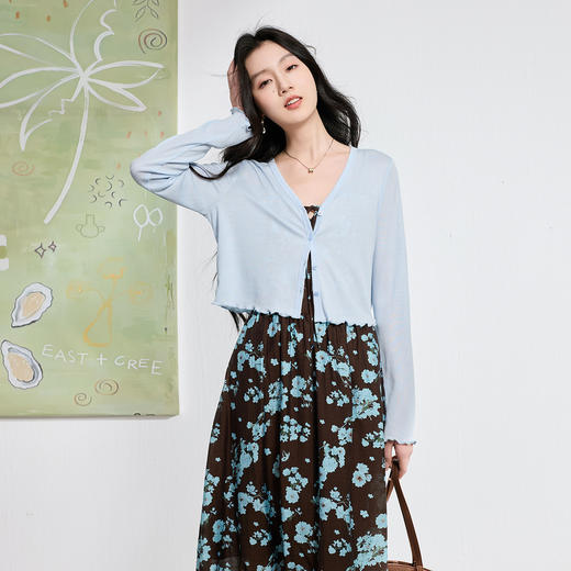 【莱赛尔】三彩2026夏季新款休闲短款V领针织外套上衣小衫开衫S 商品图3