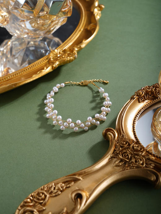 子佩集【流金纪年】珍珠惜王妃手链【XXSL021】法式编织镀金2602 商品图4