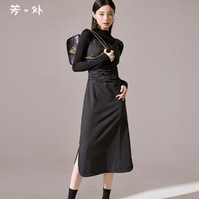 剩S/M/L 芳外新款简约风通勤连衣裙韩版修身吊带裙女8I23CL1132