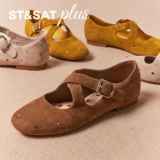 星期六26春新款复古绒面彩钉玛丽珍鞋SSE1111117 商品图7