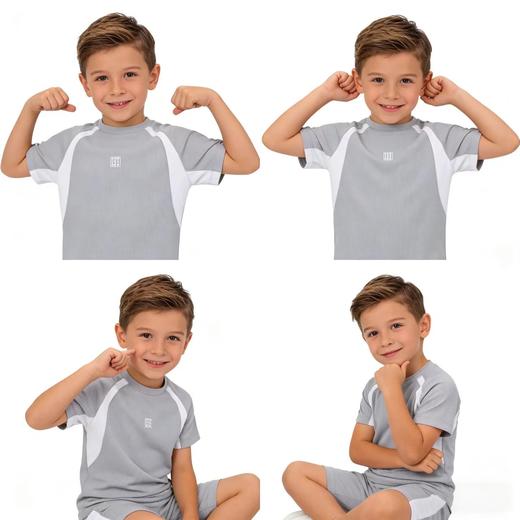 【曼波格防晒外穿系列】舒雅童装男童短袖中裤家居套装防晒UPF50+ 凉感 3A抗菌 3B/26195H 商品图2