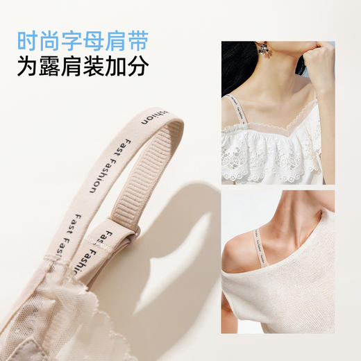 熳洁儿 小胸聚拢文胸时尚字母肩带光面百搭深V蕾丝内衣26261536 商品图3