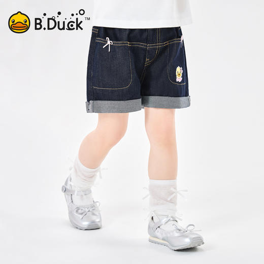[防褪色]bduck小黄鸭童装女童短裤夏装儿童牛仔裤小女孩五分裤子105-150 FF2752050 商品图0