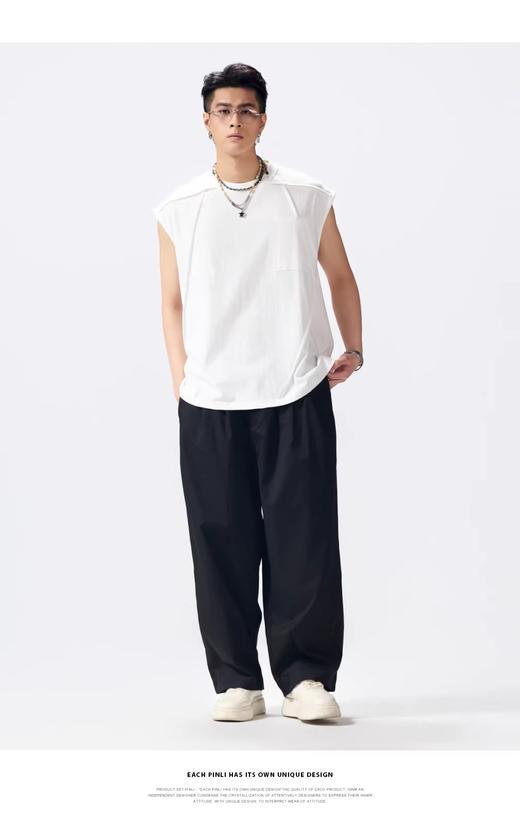 PINLI品立2026夏季新款男宽松圆领无袖短袖T恤上衣潮GD262111012 商品图7