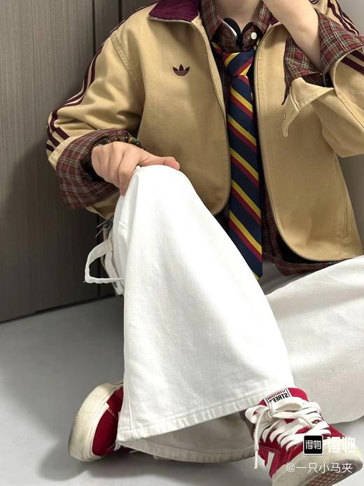 F031009男女同款美式复古条纹翻领休闲运动舒适百搭时尚夹克 商品图5