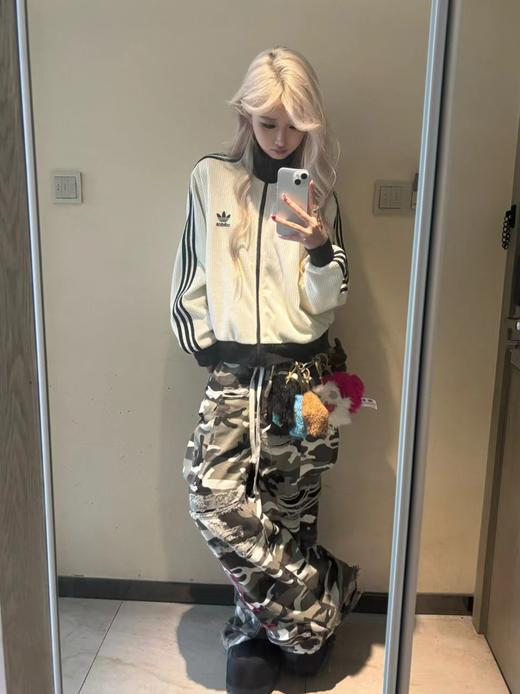 F031052新款女子针织运动宽松夹克外套三条纹长袖夹克 商品图14