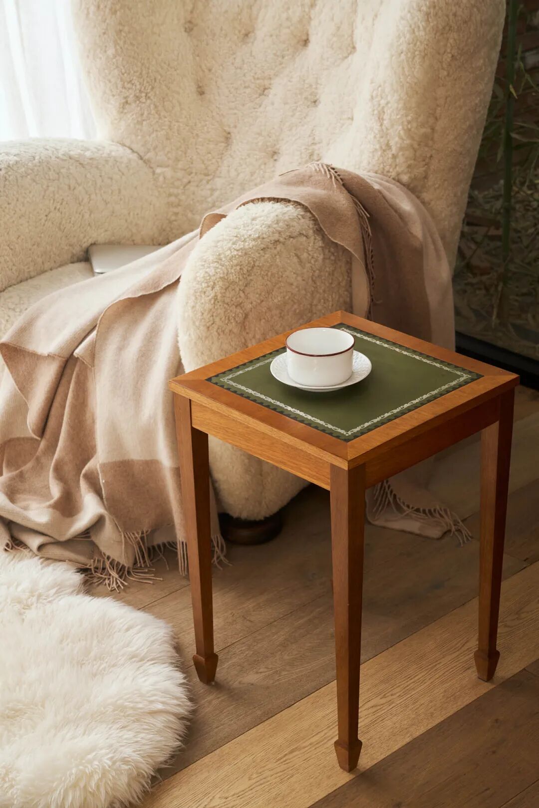 伽罗 JALO 羊皮烫金印花古典小方几