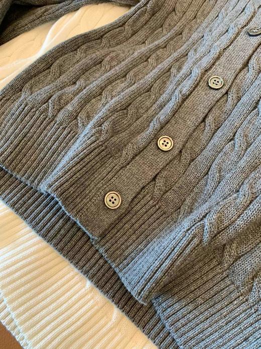 F031049早春POLO翻领绞花编织针织纽扣开衫外套 商品图4