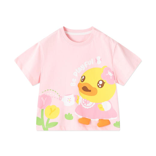 [驱蚊抗菌]bduck小黄鸭童装女童短袖T恤夏季纯棉宝宝上衣儿童薄款90-140 FF2701038 商品图3