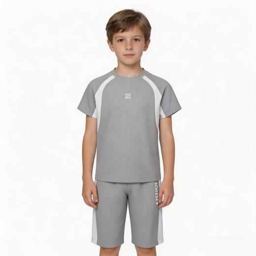 【曼波格防晒外穿系列】舒雅童装男童短袖中裤家居套装防晒UPF50+ 凉感 3A抗菌 3B/26195H 商品图0