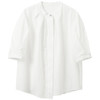 三彩2026夏季新款白衬衫宽松中袖立领衬衣上衣通勤气质简约S 商品缩略图4