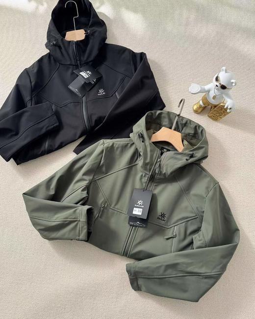 F031041户外情侣款连帽加绒软壳冲锋衣外套防风防水连帽夹克 商品图4