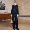 IWY/春季新款藏蓝色西装套装女职业装阔腿裤商务总裁两件套正装CP2733 商品缩略图0