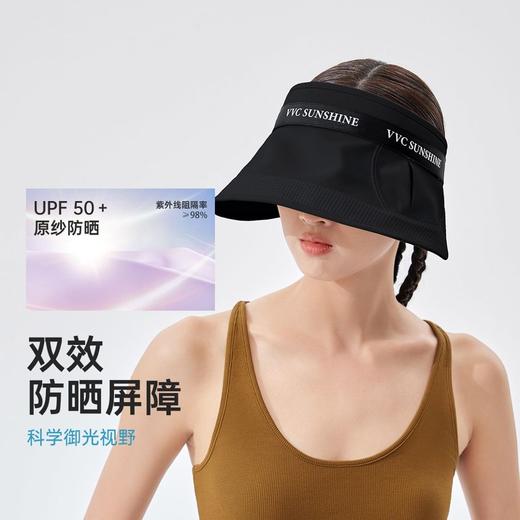 【全脸防晒❗透气不闷热】夏季insVVC遮阳黑胶帽韩版空顶防晒帽网红大檐女草帽时尚发箍太阳帽。xa 商品图4